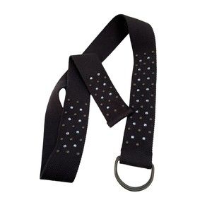 Military style canvas studded black loop belt